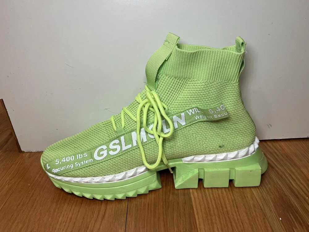 GSLMOLN High Top Shoes Mens Size 12 Green Mesh Sock Sneaker Athletic Casual